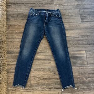 Just Black Dark Blue Women's Skinny Jeans with raw hem